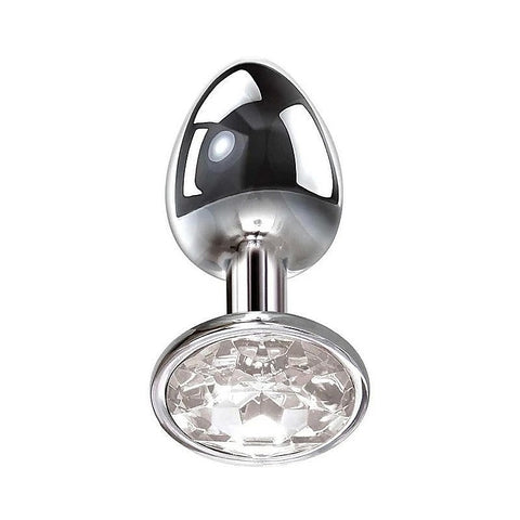 Clear Gem Base Metal Anal Plug Medium By Adam & Eve - Butt Plugs