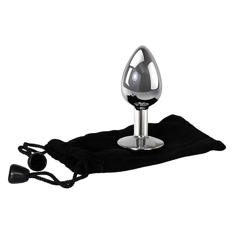 Clear Gem Base Metal Anal Plug Medium By Adam & Eve - Butt Plugs