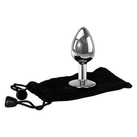 Clear Gem Base Metal Anal Plug Medium By Adam & Eve - Butt Plugs