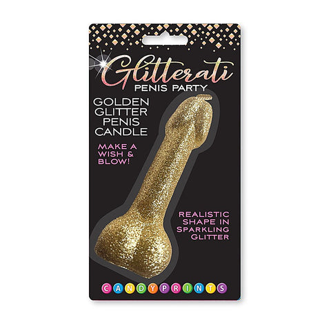 Glitterati 10 Cm Glitter Penis Party Candle By Little Genie - Party Gifts and Novelties