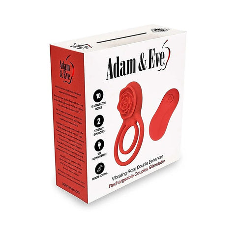 Double Ring Vibrating Rose Cock Ring By Adam & Eve - Vibrating Cock Rings