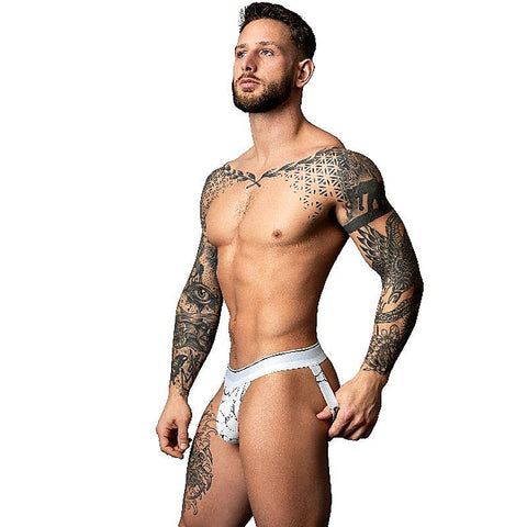 Male Power Marble Print Male Jock Strap White - Jocks and G-Strings