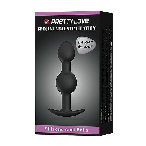 Pretty Love Silicone Anal Balls Butt Plug Black - Butt Plugs
