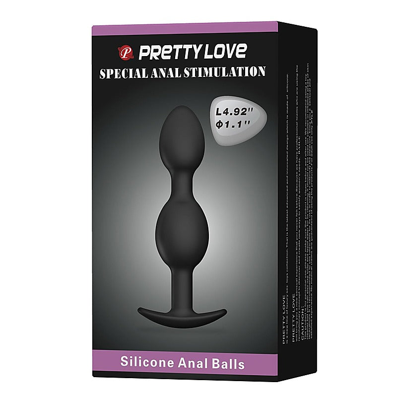 Pretty Love Silicone Anal Balls Butt Plug Black - Butt Plugs
