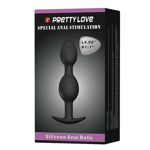 Pretty Love Silicone Anal Balls Butt Plug Black - Butt Plugs