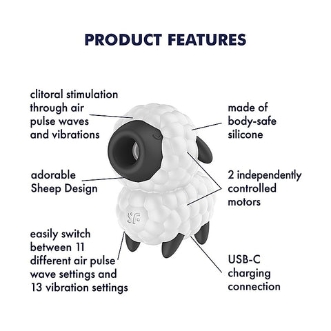 Dreamy Sheep Vibrating Air Pulse Stimulator By Satisfyer - Clit Ticklers and Pulsators