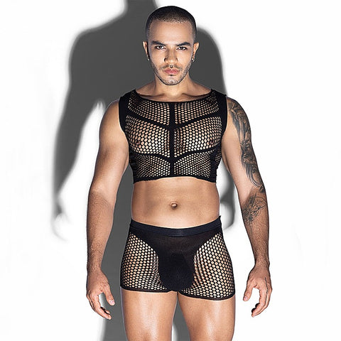 Love In Leather Mens Sleeveless Top & Trunks Set