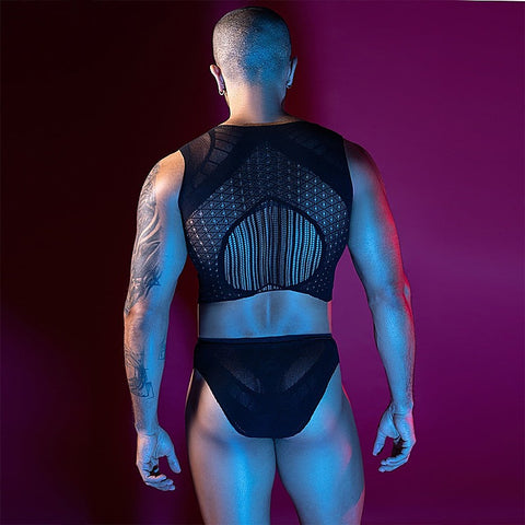 Love In Leather Mens Sleeveless Top & Briefs Set