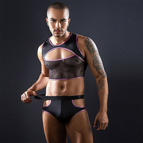 Love In Leather Sleeveless top & Trunks With Cut Outs