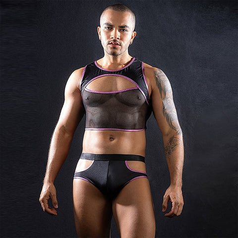 Love In Leather Sleeveless top & Trunks With Cut Outs
