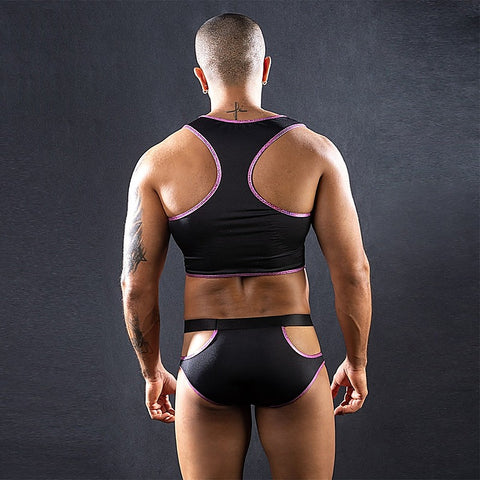 Love In Leather Sleeveless top & Trunks With Cut Outs