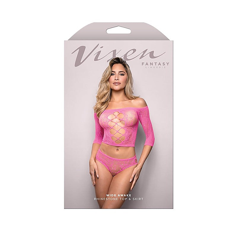 Vixen Wide Awake Rhinestone Top & Panty By Fantasy Lingerie - Bras and Bra Sets