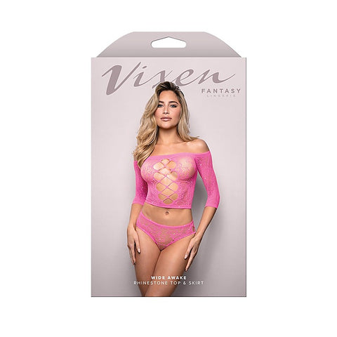 Vixen Wide Awake Rhinestone Top & Panty By Fantasy Lingerie - Bras and Bra Sets