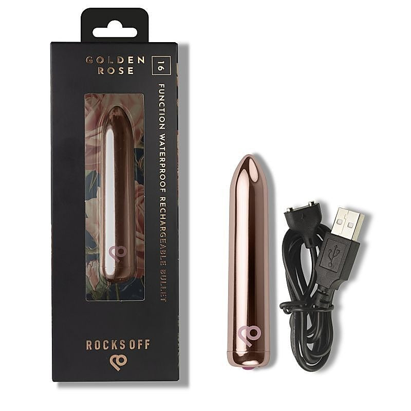 Golden Rose Rechargeable Bullet Vibrator By Rocks Off - Bullet Vibrators