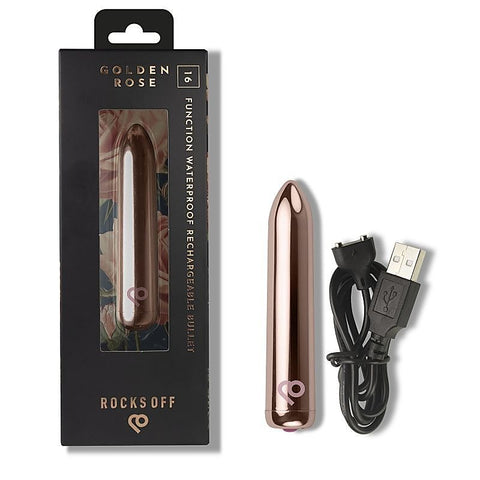 Golden Rose Rechargeable Bullet Vibrator By Rocks Off - Bullet Vibrators