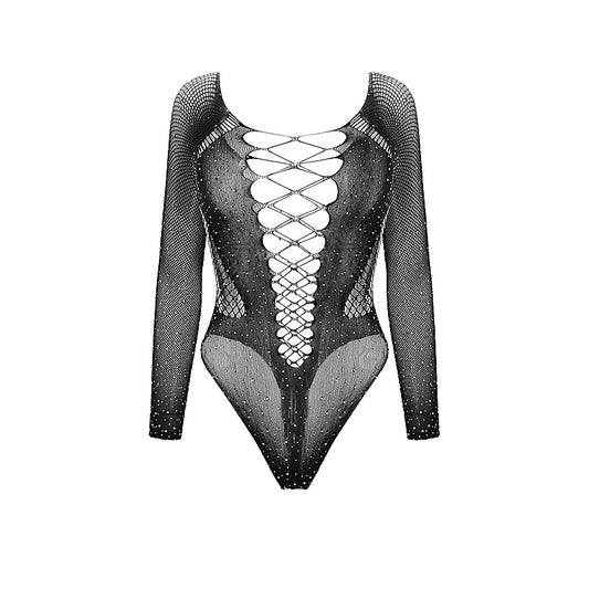 Rhinestone Sexy Womens Bodysuit By Love In Leather - Teddies and Bodysuits
