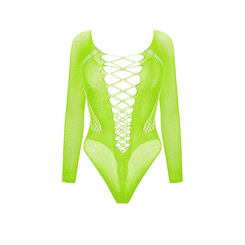 Rhinestone Sexy Womens Bodysuit By Love In Leather - Teddies and Bodysuits