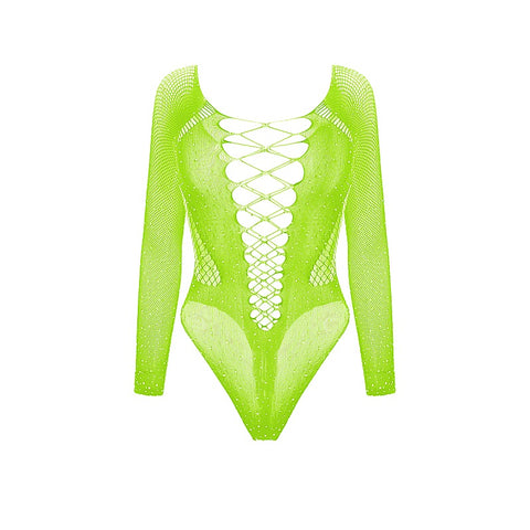 Rhinestone Sexy Womens Bodysuit By Love In Leather - Teddies and Bodysuits