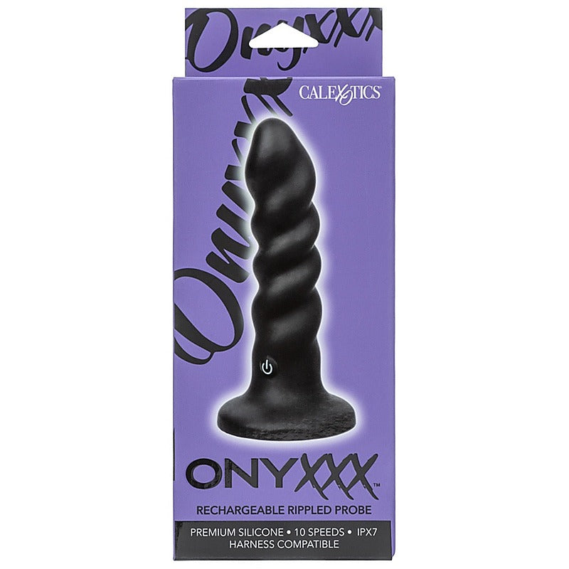 CalExotics Onyxxx Rechargeable Rippled Anal Probe - Butt Plugs