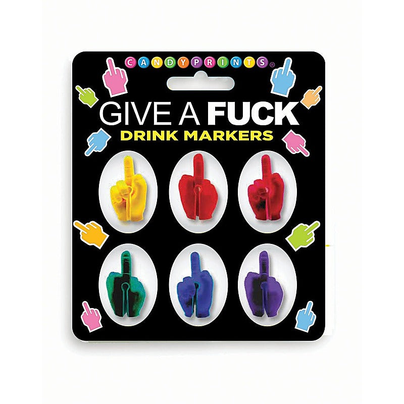 Give A Fuck Drink Markers Set Of 6 By Little Genie - Party Gifts and Novelties