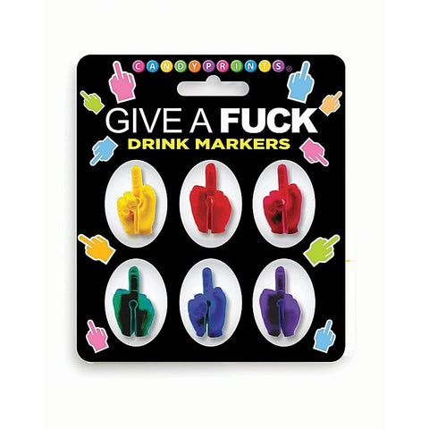 Give A Fuck Drink Markers Set Of 6 By Little Genie - Party Gifts and Novelties