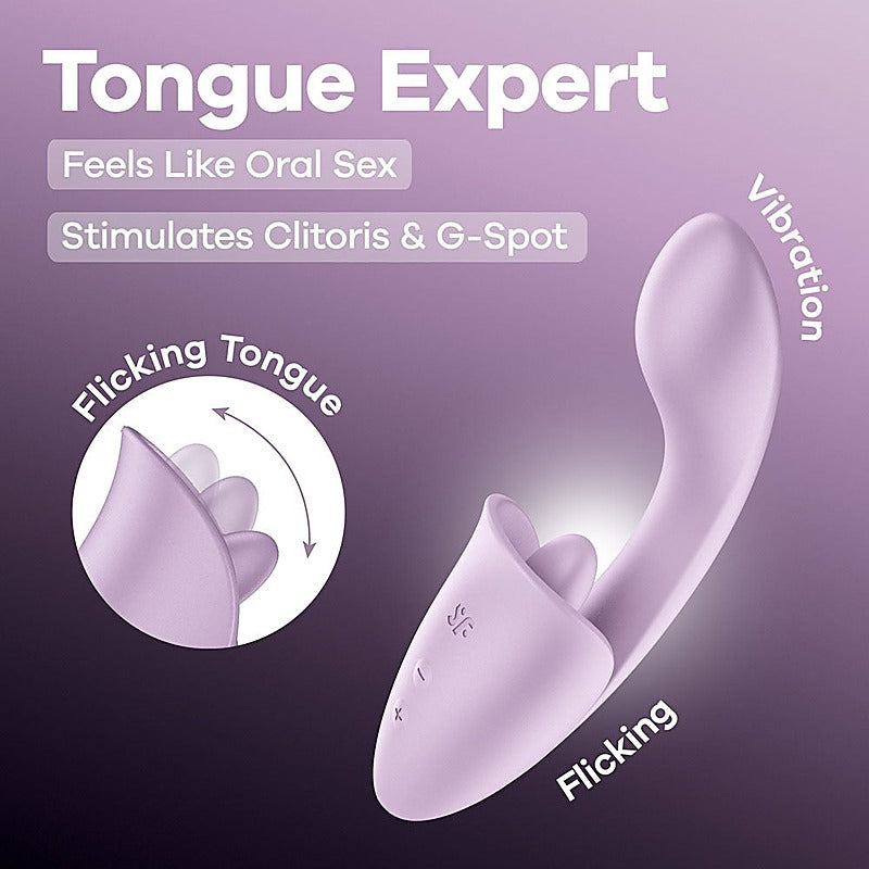 Tongue Expert Vibrator With Clitoral Stimulator By Satisfyer - Clit Ticklers and Pulsators