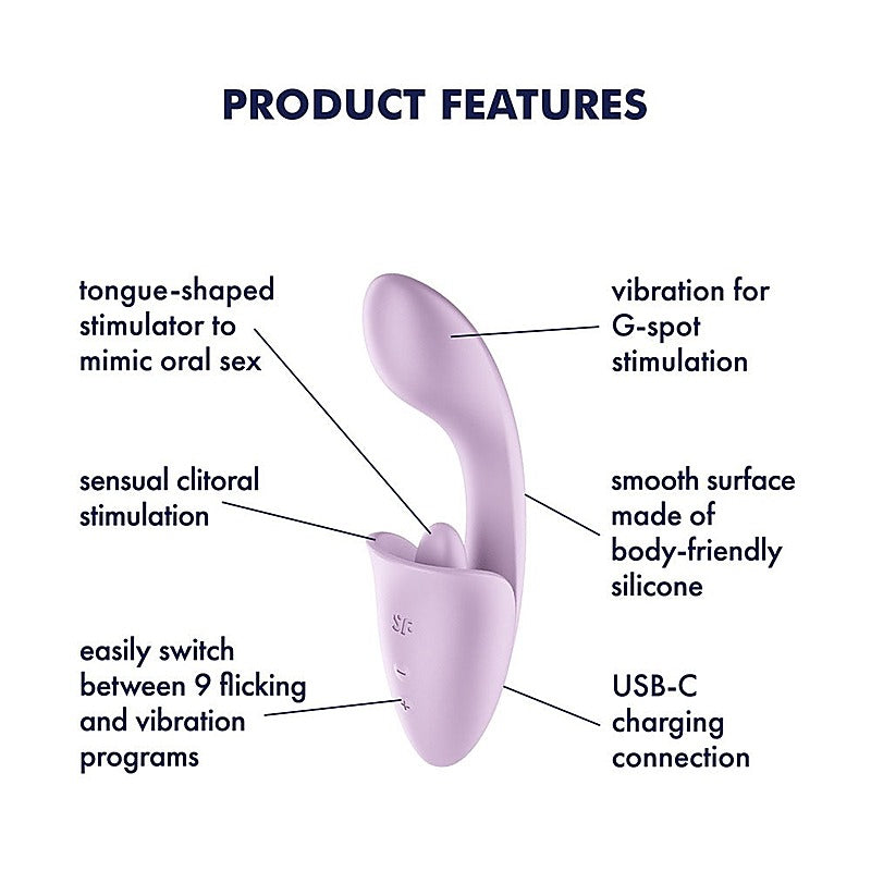 Tongue Expert Vibrator With Clitoral Stimulator By Satisfyer - Clit Ticklers and Pulsators