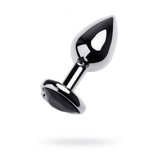 ToyFa Metal Anal Plug with Black Tourmaline Heart Gem Small - Butt Plugs