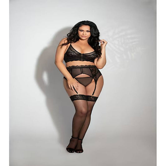 Lapdance Lingerie Glow In The Dark Teddy with Fishnet Design Queen - Bras and Bra Sets