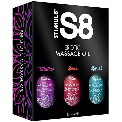 Stimul8 Adult Massage Oil Box (3 x 50 ml)