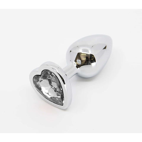 Metal Butt Plug With Heart Gem Large By Love In Leather - Butt Plugs