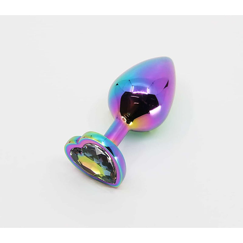 Butt Plug With Heart Gem Pride/Rainbow By Love In Leather - Butt Plugs