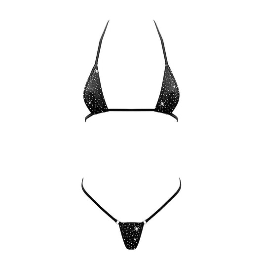 Rhinestone Embellished Micro Bikini By Love In Leather - G-Strings, Panties and Shorts