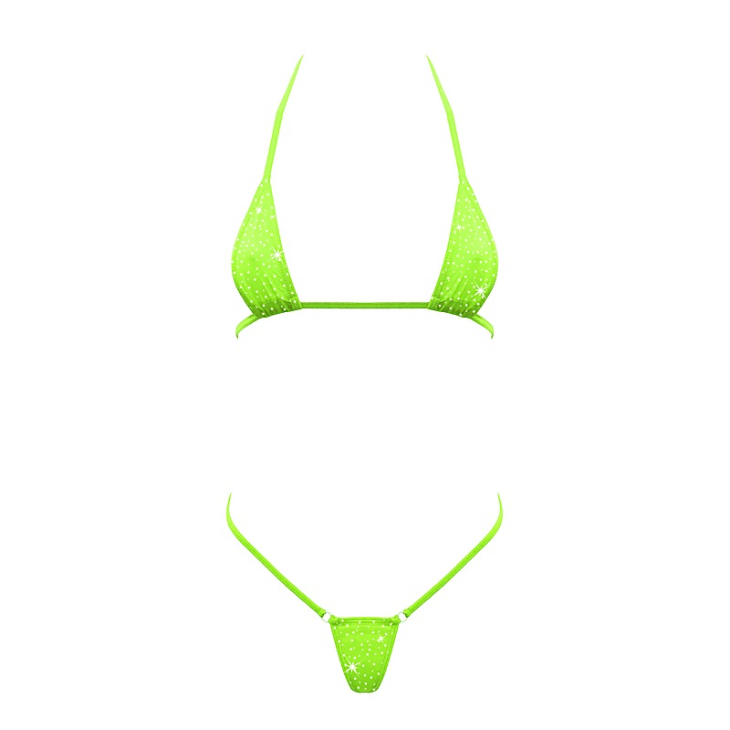 Rhinestone Embellished Micro Bikini By Love In Leather - G-Strings, Panties and Shorts