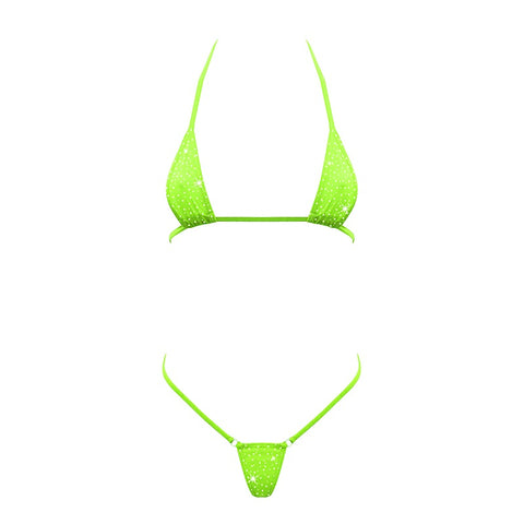 Rhinestone Embellished Micro Bikini By Love In Leather - G-Strings, Panties and Shorts