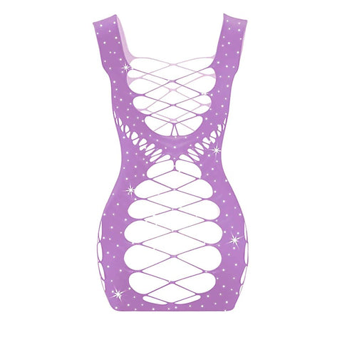 Sexy Womens Rhinestone Sleeveless Dress By Love In Leather - BabyDolls And Chemises