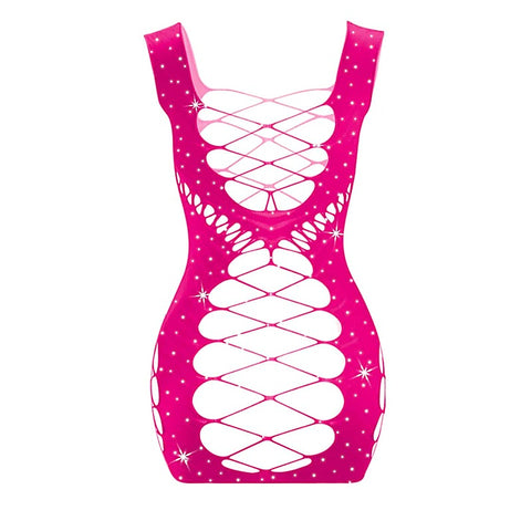Sexy Womens Rhinestone Sleeveless Dress By Love In Leather - BabyDolls And Chemises