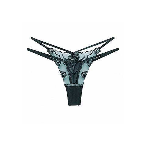 Womens Embroidered G-String Panties Green By Love In Leather - G-Strings, Panties and Shorts