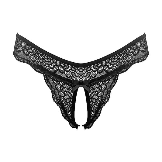 Sexy Crotchless Panties Black By Love In Leather - G-Strings, Panties and Shorts