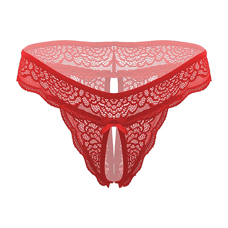 Sexy Crotchless Panties Red By Love In Leather - G-Strings, Panties and Shorts
