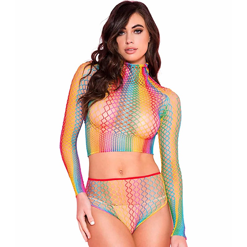 Two Piece Rainbow Body Stocking Set By Legwear International - Body Stockings