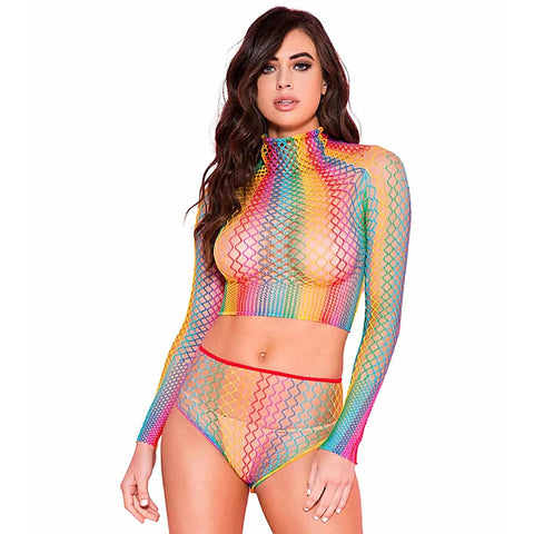Two Piece Rainbow Body Stocking Set By Legwear International - Body Stockings