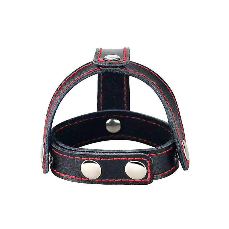 T-Style Leather Cock Ring With Ball Divider By Lovetoy - Ball and Cock Toys