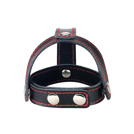 T-Style Leather Cock Ring With Ball Divider By Lovetoy - Ball and Cock Toys