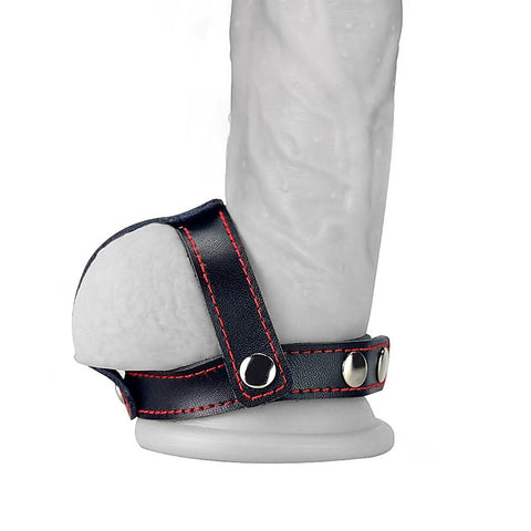T-Style Leather Cock Ring With Ball Divider By Lovetoy - Ball and Cock Toys