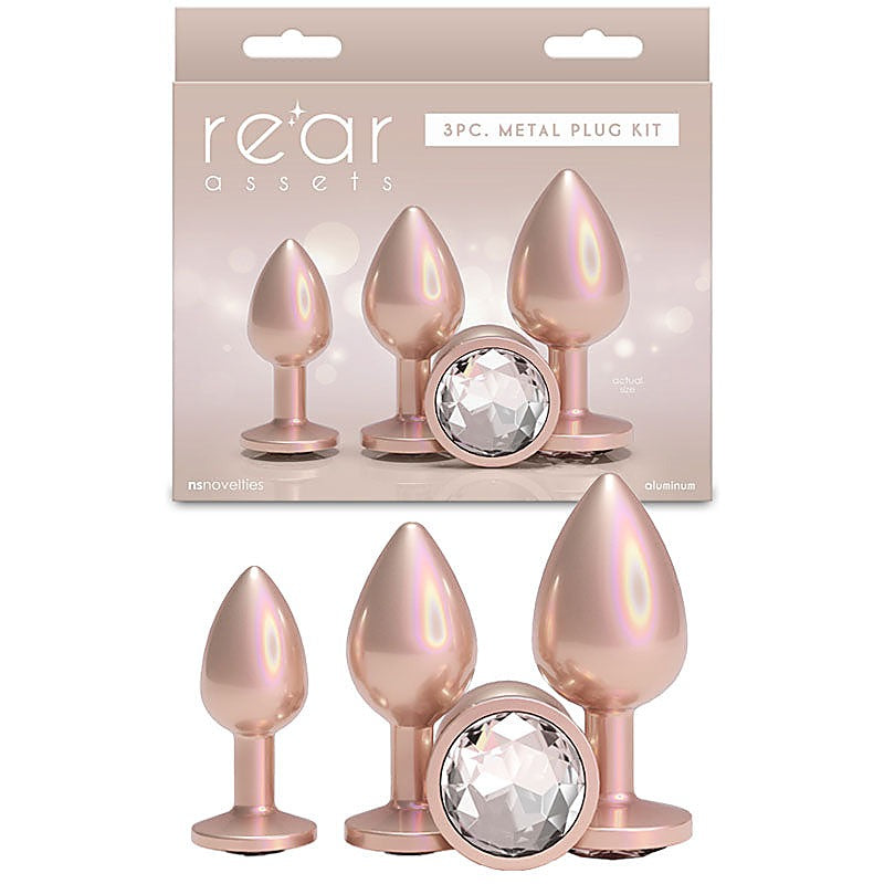 Rear Assets 3 Sizes Metallic Butt Plugs Kit By Ns Novelties - Butt Plugs