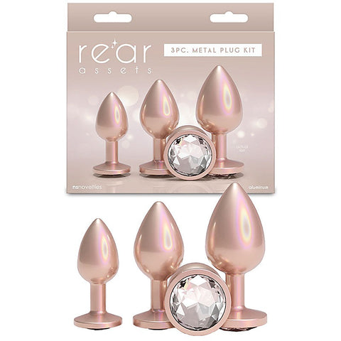 Rear Assets 3 Sizes Metallic Butt Plugs Kit By Ns Novelties - Butt Plugs