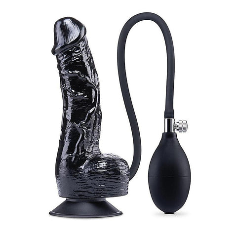 Xgen Size Up Realistic Inflatable Dildo with Balls Black - Inflatable Dildos and Vibrators