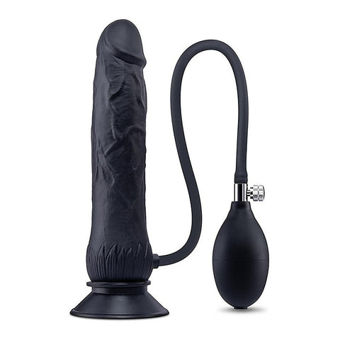 Xgen Size Up Realistic Inflatable Dildo with Balls Black - Inflatable Dildos and Vibrators