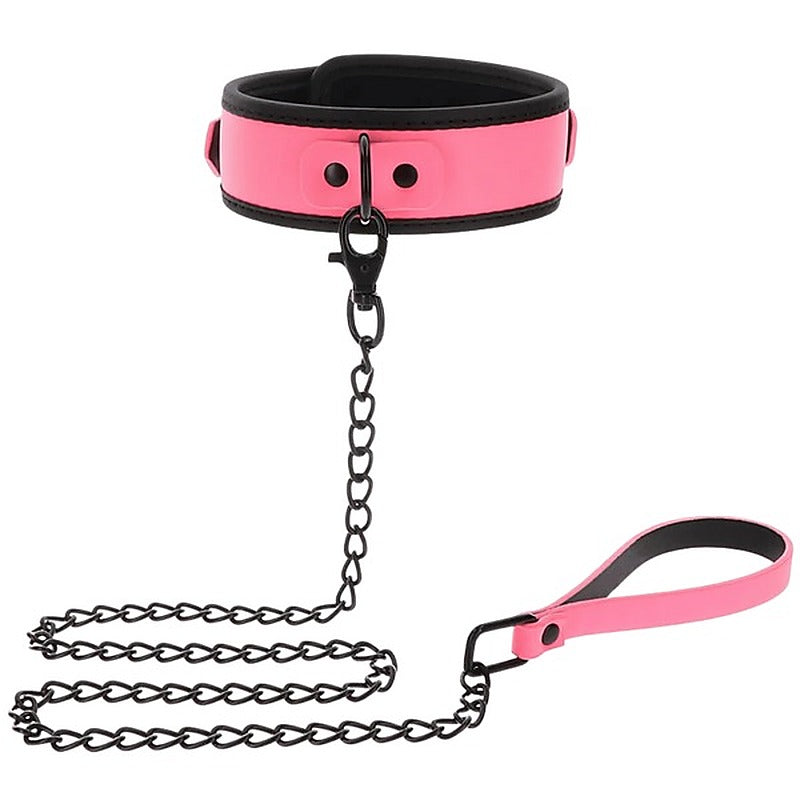 Glow In The Dark Collar And Chain Leash By Scala - Collars and Leads